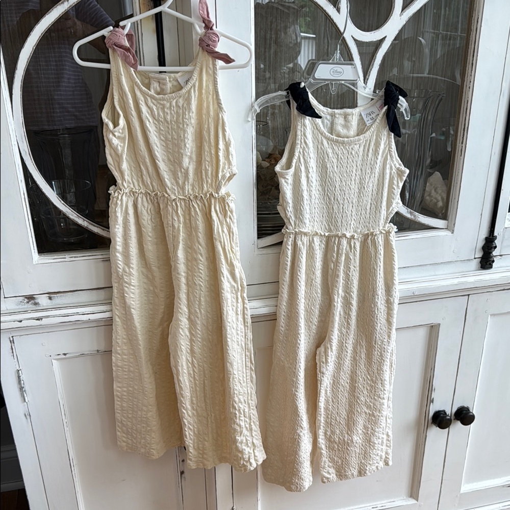 Zara Cream rompers with bows Kids with Pink and Black Accents
